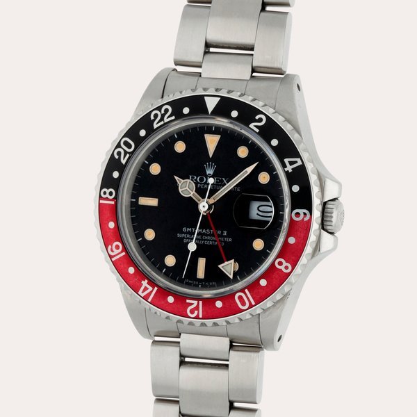 Rolex GMT-Master II 'Fat Lady', Reference 16760 | A stainless steel dual time zone wristwatch with date and bracelet | Circa 1987 · 16760