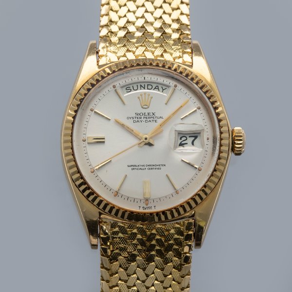 Rolex Day-Date 1803 Rare Factory Woven Bracelet 18k YG