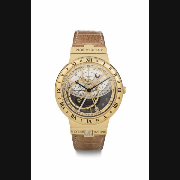 Ulysse Nardin. A Fine Limited Edition 18k Gold Automatic Perpetual Calendar Astronomical Wristwatch SIGNED ULYSSE NARDIN, ASTROLABIUM GALILEO GALILEI, NO. 031, REF. 911-22, MOVEMENT NO. 93.3.031, CIRCA 1992