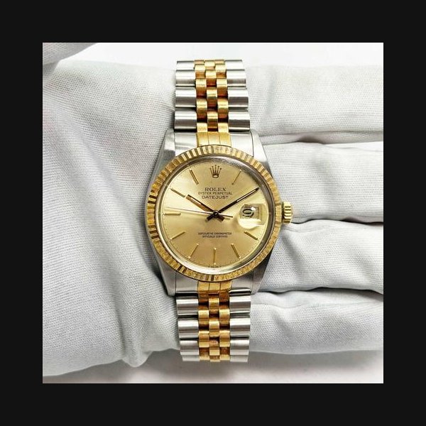 Rolex Datejust1987 Rolex Datejust 16013 36MM Champagne Fluted Jubilee Two-Tone 18K YgDatejust