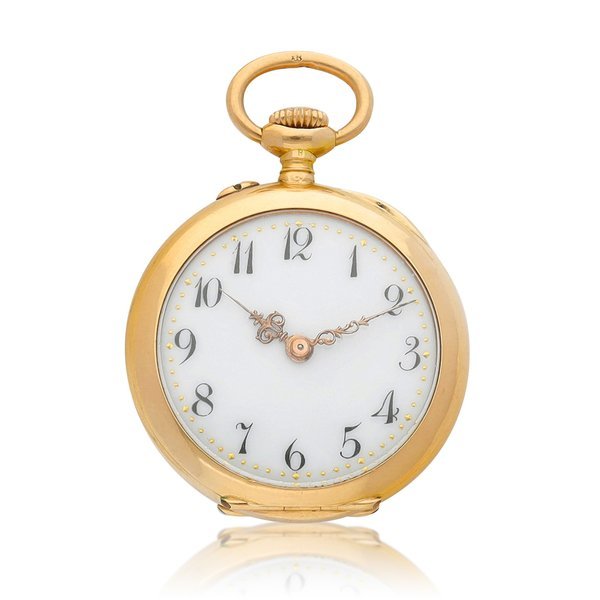 Haas Neveux & Co., Genève & Paris A pink gold and diamond-set open face wristwatch with enamel dial, Circa 1930 | 粉紅金鑲鑽石懷錶，備琺瑯錶盤，約1930年製