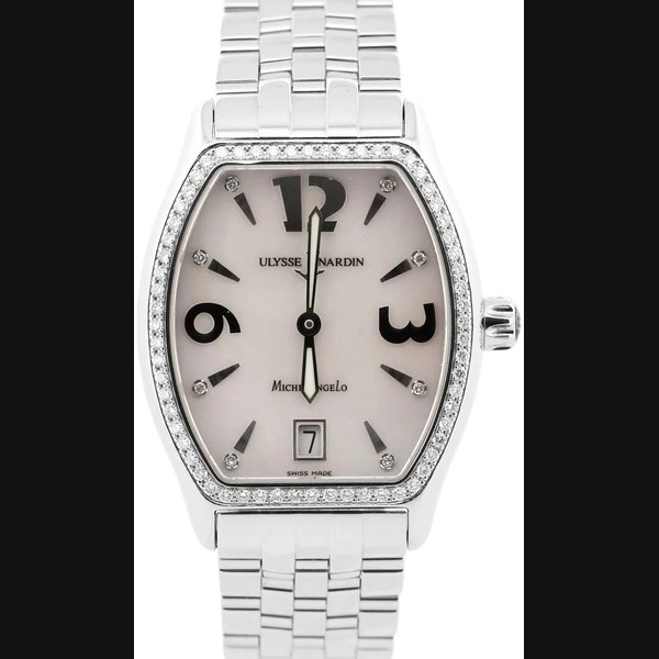 Ulysse Nardin Michelangelo Steel / Diamond-Set / MOP / Diamond-Set Arabic / Bracelet Ref. 113-49/691