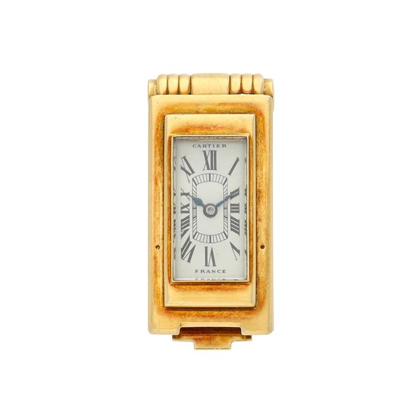 Cartier A yellow gold rectangular money clip watch, Circa 1925