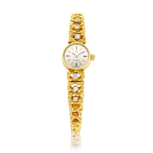Omega Reference 7150 | A yellow gold and diamond-set bracelet watch, Circa 1960 | 型號 7150 | 黃金鑲鑽石鏈帶腕錶，約1960年製 · 7150