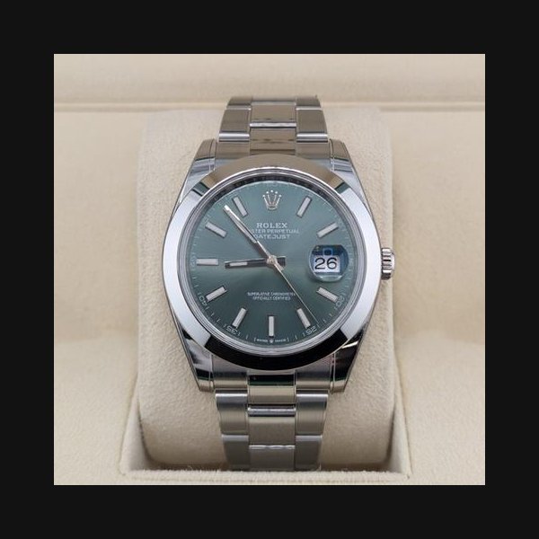 Rolex Rolex Datejust41 Mint Green Dial Oyster Bracelet Box & Papers Ref # 126300