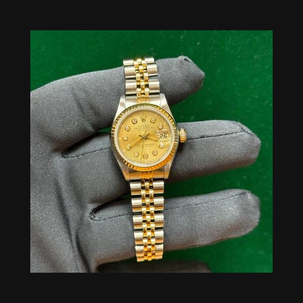 Rolex Lady-Datejust1987 Lady-Datejust Aftermarket Champagne Tapestry Diamond Dial on Jubilee Bracelet 69173 Aftermarket Champagne Tapestry Diamond Dial Jubilee Bracelet Two-Tone