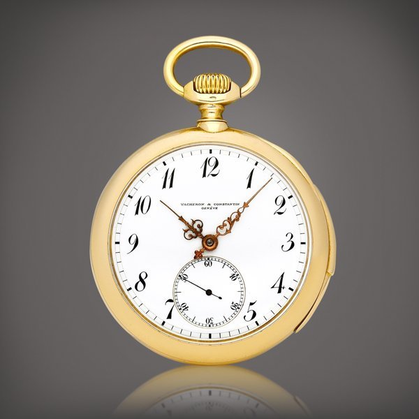 Vacheron Constantin A yellow gold open face minute repeater pocket watch with enamel dial, Circa 1908 | 江詩丹頓 | 黃金三問懷錶，備琺瑯錶盤，約1908年製