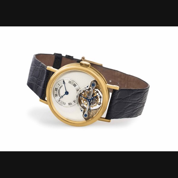 Breguet. A Fine 18k Gold Tourbillon Wristwatch SIGNED BREGUET, TOURBILLON MISSIDOR MODEL, REF. 3350, MOVEMENT NO. 92, CASE NO. 2267A, CIRCA 1995