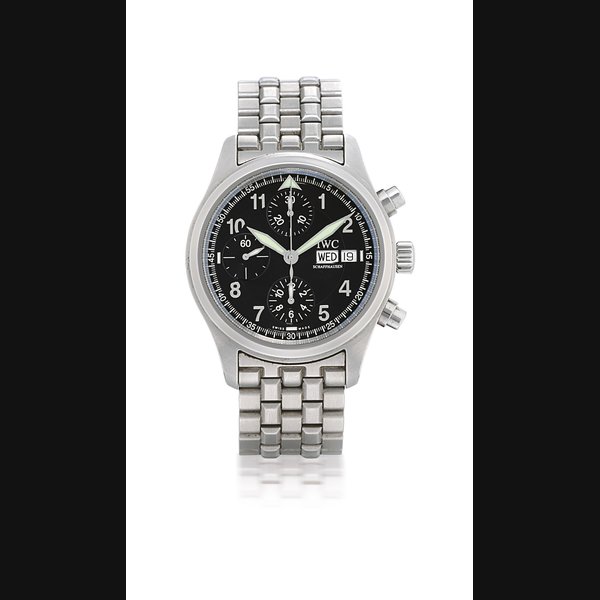 Iwc IWC, DER FLIEGER CHRONOGRAPH STAINLESS STEEL AUTOMATIC CHRONOGRAPH WRISTWATCH WITH DAY, DATE AND BRACELET CASE NO. 3051731, CIRCA 2005, Price & Market Data