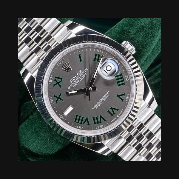 Rolex DatejustMINT COMPLETE SET Datejust 41 "Wimbledon" Slate Grey Dial Fluted Jubilee Steel 126334