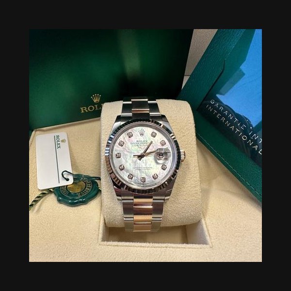 Rolex Rolex Datejust36 NEW 2024 Mother of Pearl Diamond Dial Fluted Bezel Two Tone Rose Oyster