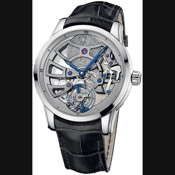 Ulysse Nardin Ulysse Nardin Classico Skeleton Tourbillon 18K White Gold Men's Watch, Preowned-1700-129