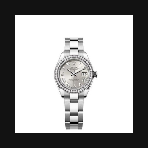 Rolex Lady-DatejustSilver Roman Dial Diamond Bezel Stainless Steel Oyster Bracelet Ref. 279384RBR