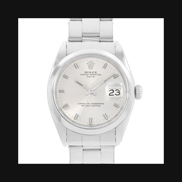 Rolex Oyster PerpetualDate 34 1500 Vintage Silver Dial Steel Mens Watch 1970