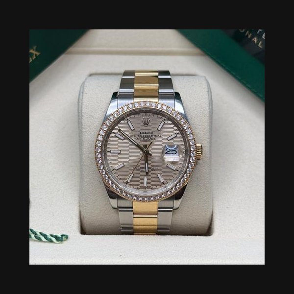 Rolex Rolex Datejust36 Champagne Index Motif Dial Two Tone Yellow Gold Diamond Bezel Oyster