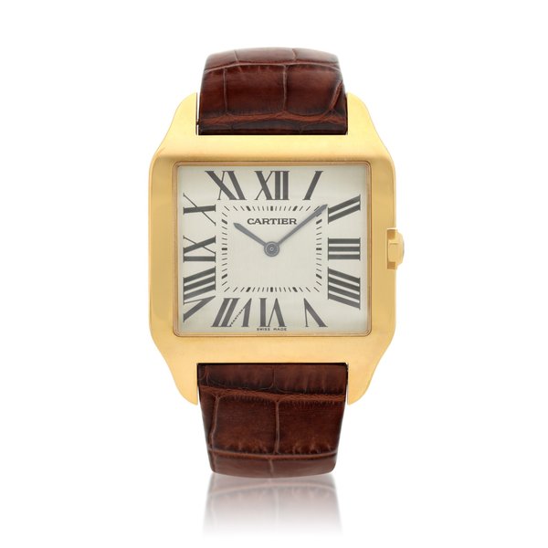 Cartier Reference 2649 Santos Dumont, A yellow gold square shaped wristwatch, Circa 2004
