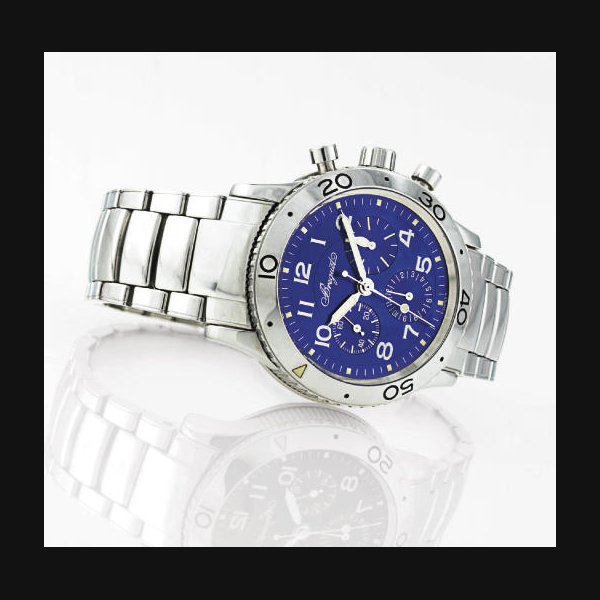 BREGUET. A FINE STAINLESS STEEL AUTOMATIC CHRONOGRAPH WRISTWATCH WITH BRACELET SIGNED BREGUET, TYPE XX, "AERONAVALE", MOVEMENT NO. 10783, CASE N0. 34515, REF. 3807, CIRCA 2005