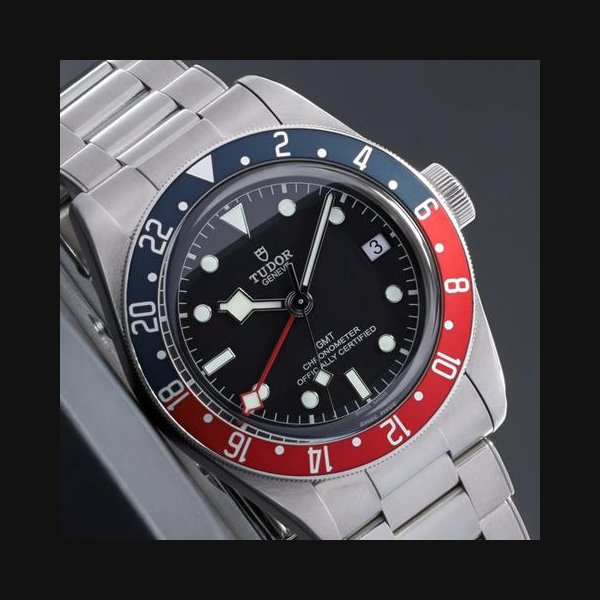 Tudor Black BayGMT 2021 Complete 41mm Black Dial Red Blue Bezel Steel Bracelet 79830RB