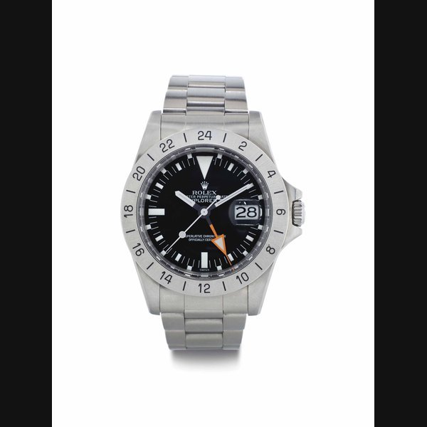 Rolex Rolex. A Stainless Steel Automatic Wristwatch with Center Seconds, 24 Hour Indication, Date, and Bracelet SIGNED ROLEX, OYSTER PERPETUAL DATE, EXPLORER II, STEVE MCQUEEN MODEL, REF. 1655, CASE NO. 4'063'876, CIRCA 1974