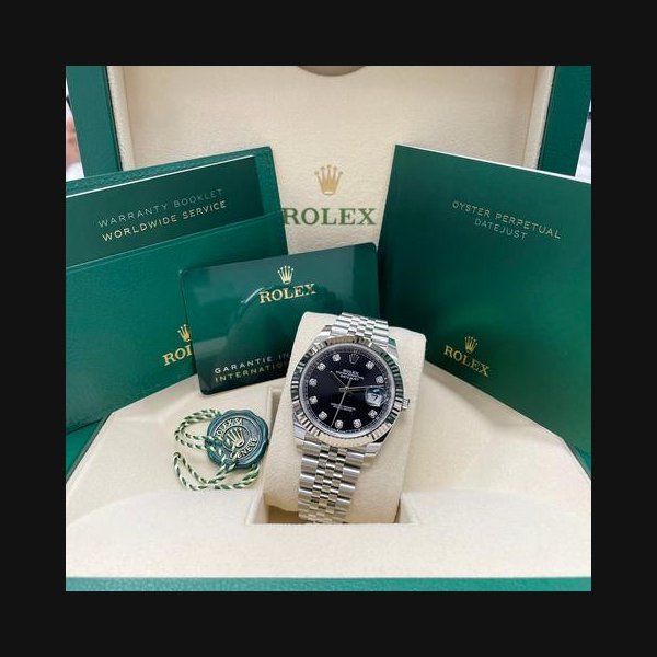 Rolex Rolex DatejustNEW Datejust 41mm 126334 Fluted Bezel Black Diamond Dial Jubilee Stainless Steel