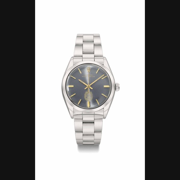 Rolex. A stainless steel automatic wristwatch with sweep centre seconds and bracelet made for the Kingdom of Baharain SIGNED ROLEX, OYSTER PERPETUAL, REF. 5500/1002, CASE NO. 6'207'409, CIRCA 1979