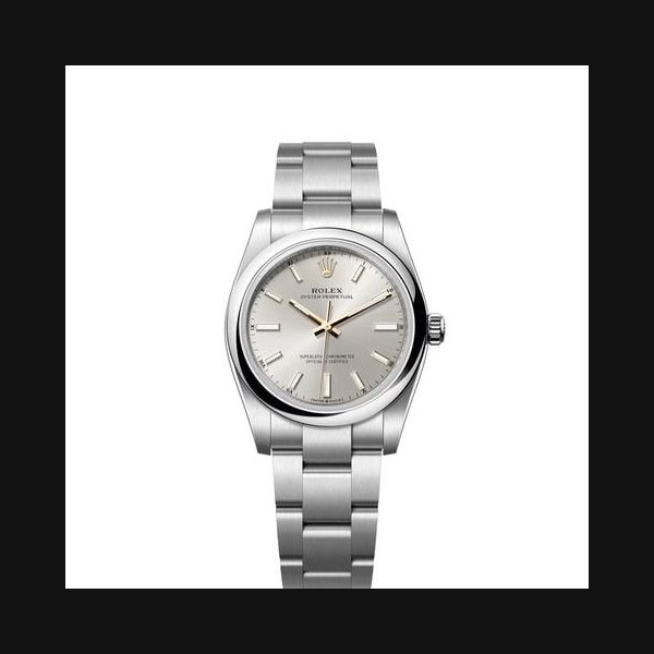 Rolex Oyster Perpetual34 NEW 2025 Silver Index Dial Stainless Steel Smooth Oyster Bracelet Ref. 124200