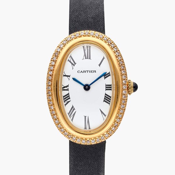 Cartier, Paris Reference 78094 Baigoire | A yellow gold and diamond-set wristwatch with Paris dial, Circa 1980