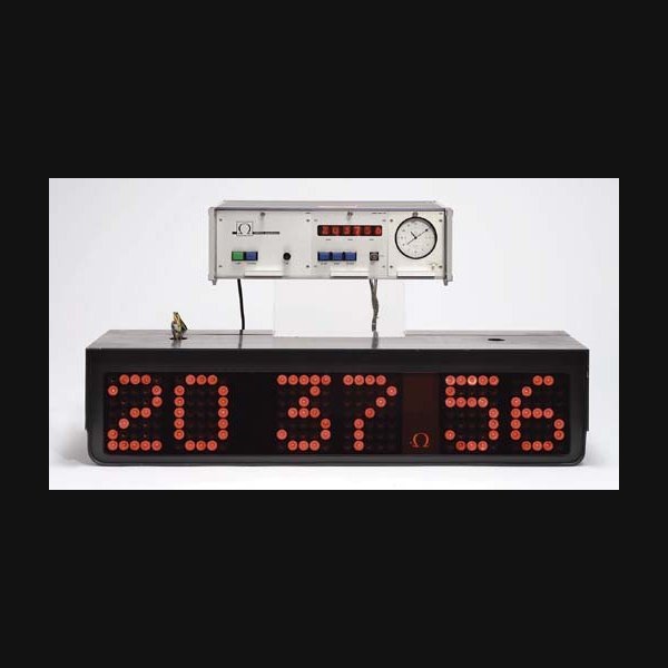 A Swiss mains-electric double-dialled digital display timepiece with module master controller OMEGA. CIRCA 1975