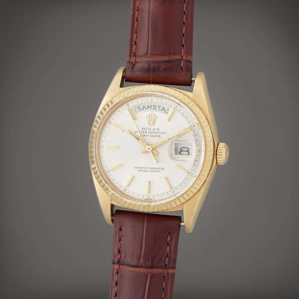 Rolex Day-Date, Reference 1803 | A yellow gold wristwatch with day and date | Circa 1972