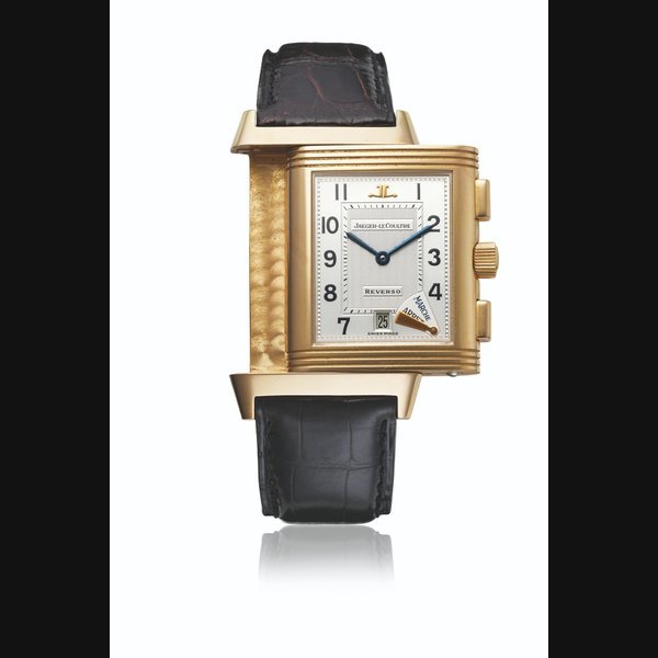 Jaeger-Lecoultre JAEGER-LECOULTRE. A RARE 18K PINK GOLD LIMITED EDITION CHRONOGRAPH RETROGRADE REVERSO WRISTWATCH WITH DATE SIGNED JAEGER-LECOULTRE, REVERSO CHRONOGRAPHE RETROGRADE MODEL, NO. 475/500, CIRCA 1996