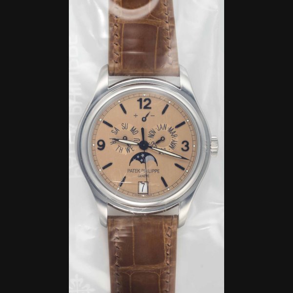 Patek Philippe. A Limited Edition Fine Platinum Automatic Annual Calendar Wristwatch with Power Reserve, Moon Phases and Center Seconds Signed Patek Philippe, Genève, Advanced Research, Ref. 5450P, Movement No. 3'900'379, Case No. 4'429'169, Manufactured in 2009