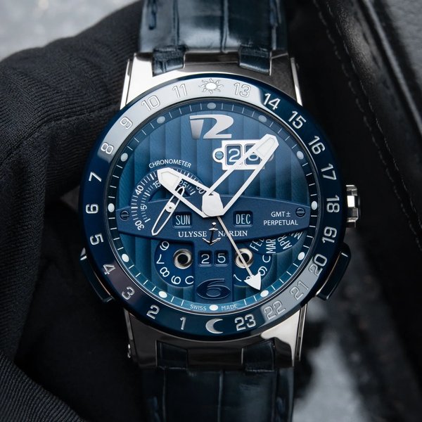 Ulysse Nardin Ulysse Nardin El Toro Perpetual Calendar GMT Blue Dial Bezel White Gold 43 Watch, Price & Market Data