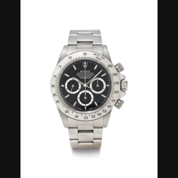 Rolex. A Stainless Steel Automatic Chronograph Wristwatch with Bracelet SIGNED ROLEX, OYSTER PERPETUAL, COSMOGRAPH DAYTONA, REF. 16520, CASE NO. N311057, MANUFACTURED IN 1992