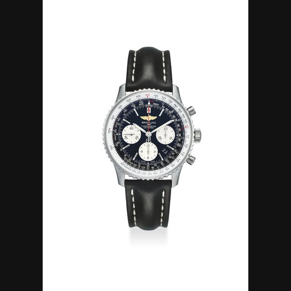 BREITLING. AN EXTREMELY FINE STAINLESS STEEL CHRONOGRAPH AUTOMATIC WRISTWATCH WITH DATE, ORIGINAL CERTIFICATE AND BOX SIGNED BREITLING, NAVITIMER 01 MODEL, REF. AB012012/BB01 435X, CASE NO. 3’047’692, CIRCA 2011