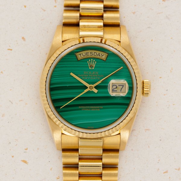 Rolex Day-Date 18038 Malachite Stone Dial 18k YG