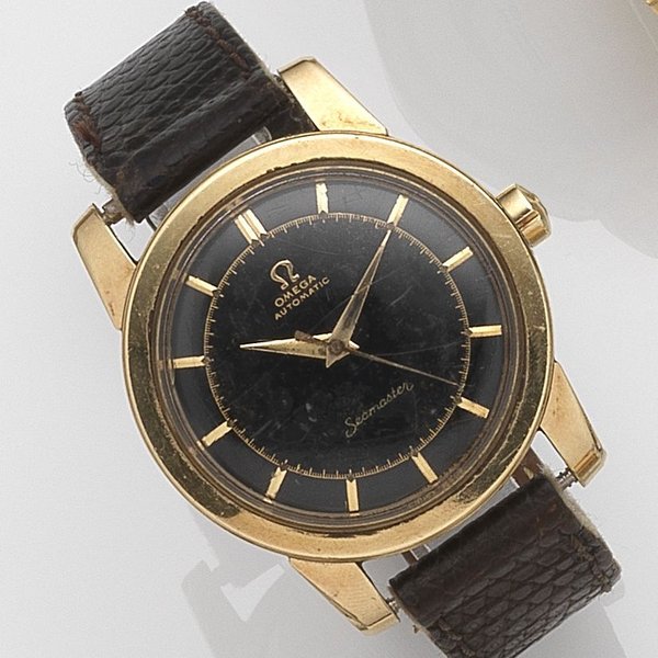 Omega. An 18ct gold automatic wristwatch Seamaster, Ref:2767 2770, Case No.11327552, Movement No.13912842, Circa 1952