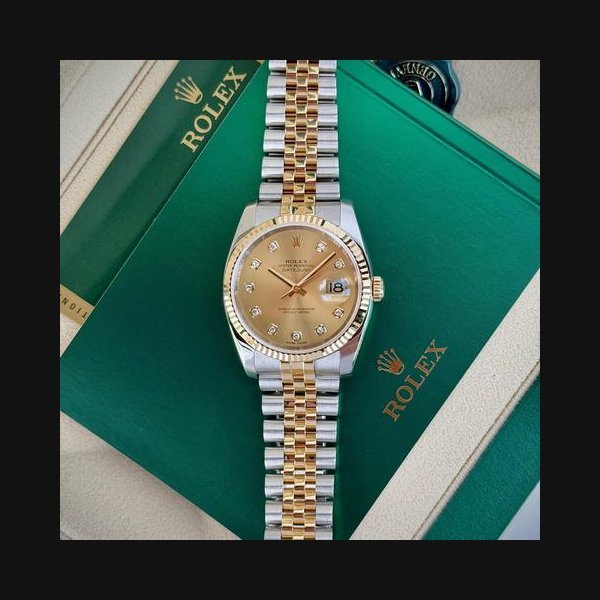Rolex Rolex Datejust36mm 2009 Champagne Diamond Fluted Jubilee Preowned 116233