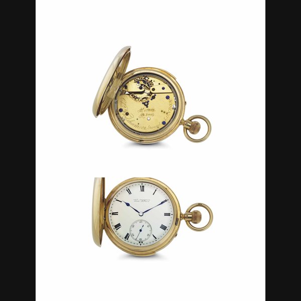 Charles Frodsham Charles Frodsham. A Fine 18k Gold Minute Repeating Hunter Case Keyless English Lever Watch with Helical Hairspring SIGNED CHARLES FRODSHAM, AD FMSZ, 84 STRAND, LONDON, NO. 07332, WITH LONDON LETTER DATE FOR 1885, Price & Market Data