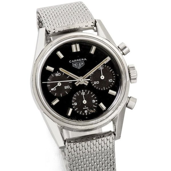 Bulova Heuer. A stainless steel manual wind chronograph bracelet watch Carrera, Ref:2447, Case No.103339, Circa 1968