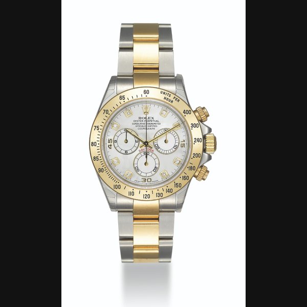 ROLEX, STEEL AND GOLD DAYTONA WITH MOTHER-OF-PEARL DIAL, REF. 116523 CASE NO. P498189