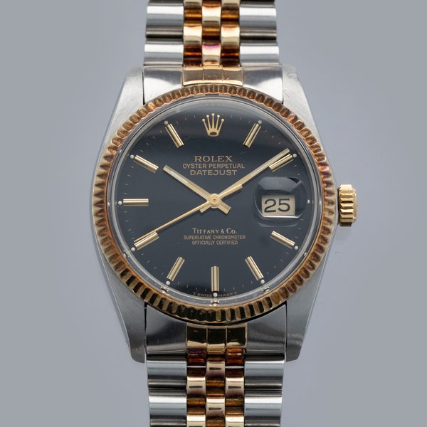 Rolex Datejust 16013 Black Dial Two-Tone Retailed by Tiffany and Co.
