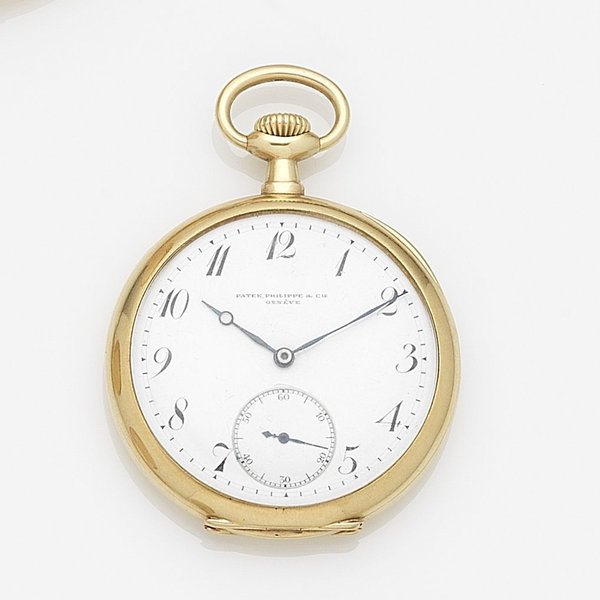 Patek Philippe Patek Philippe. An 18k gold keyless wind open face pocket watch Case & Cuvette No.252304, Movement No.142159, Circa 1910, Price & Market Data