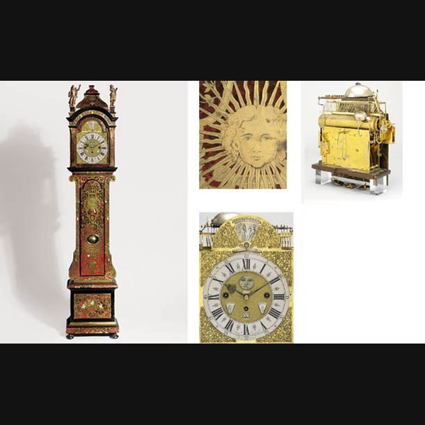 A Dutch Ormolu-Mounted A Dutch ormolu-mounted, ebonised and foliate cut brass, pewter and mother-of-pearl inlaid red tortoiseshell eight day longcase clock with astronomical dial and music work ANDRIES VERMEULEN, AMSTERDAM. CIRCA 1720