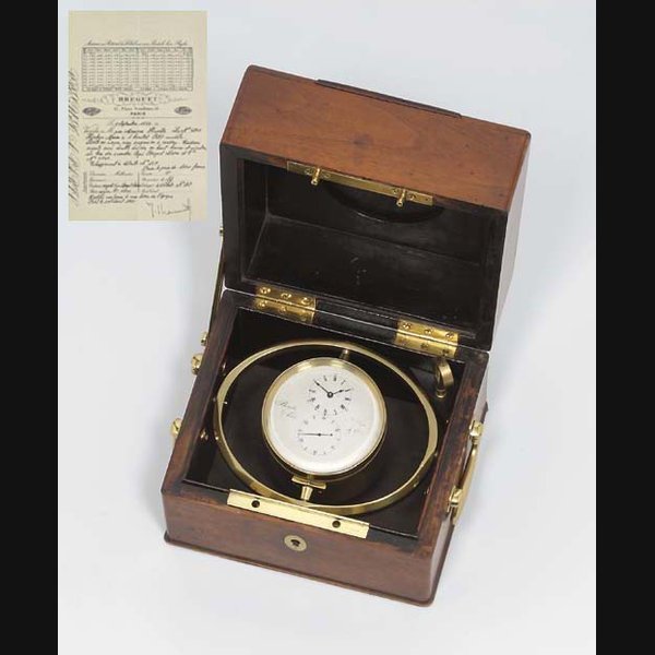 A Louis Philippe walnut and brass-mounted two-day marine chronometer of the Third Series BREGUET NEVEU & CIE., NO. 4840. CIRCA 1835