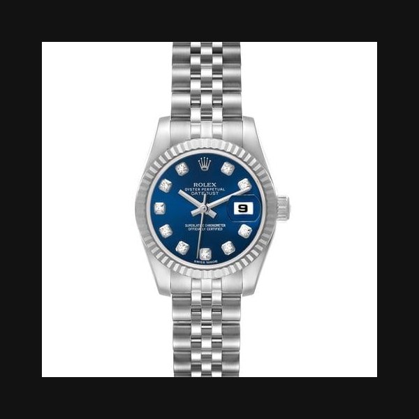 Rolex Lady-DatejustSteel White Gold Diamond Blue Dial Ladies Watch 179174