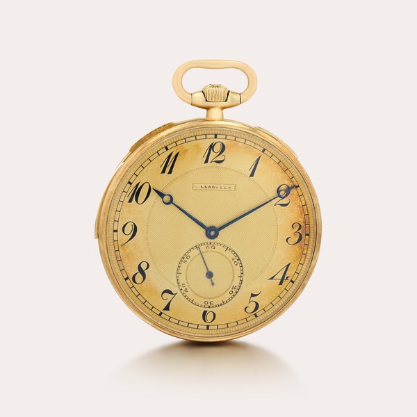 L. Leroy & Cie, Palais-Royal, Paris Montre de poche à répétion minute en or jaune |  Yellow gold open-faced minute repeating pocket watch    Vers 1920 |  Circa 1920, Price & Market Data