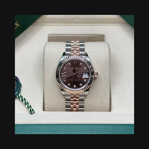 Rolex Rolex Lady-DatejustChocolate Star Diamond Dial Two Tone Rose Gold Fluted Bezel Jubilee Bracelet