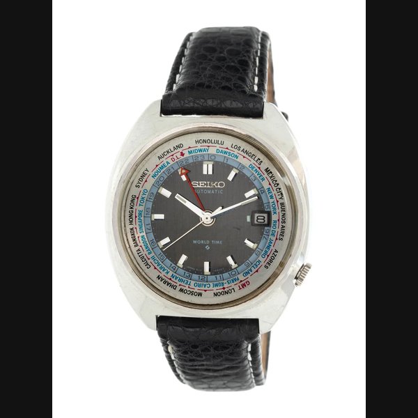 SEIKO, REF. 6117-6400 STAINLESS STEEL 'WORLD TIME' GMT WRISTWATCH