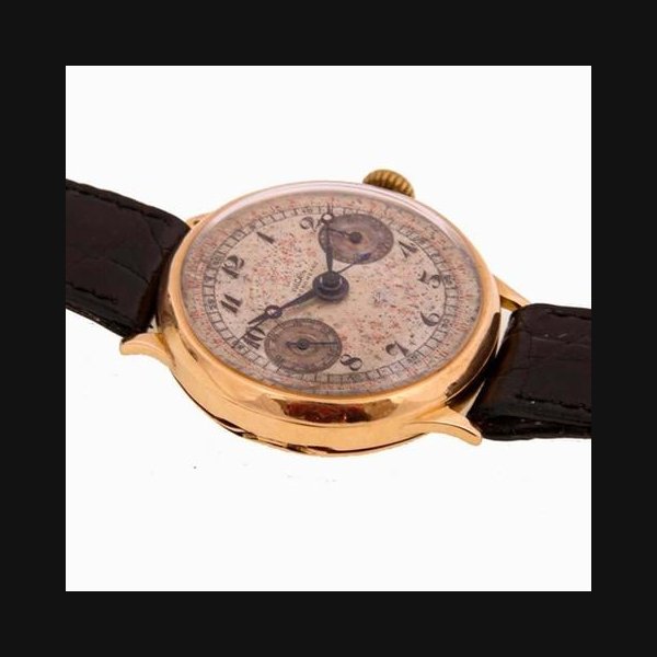 VulcainChronograph Telemeter One/MonoPusher18K Solid Gold Military WWII Pre President Valjoux22 Tropical Dila Vintage Swiss Made Ref. Vulcain Mono Pusher