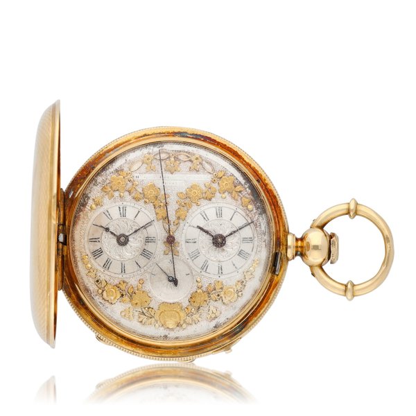 Henri Grandjean & Cie Henri Grandjean & Co., Le Locle No. 3501 A hunting cased two-train dual-time lever watch with seconds and jumping fifths circa 1860